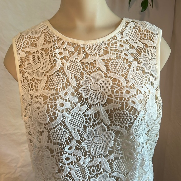 CABI NEEDLE OFF WHITE LACE SLEEVELESS ZIP BACK SHELL CABI SZ M - Picture 2 of 16